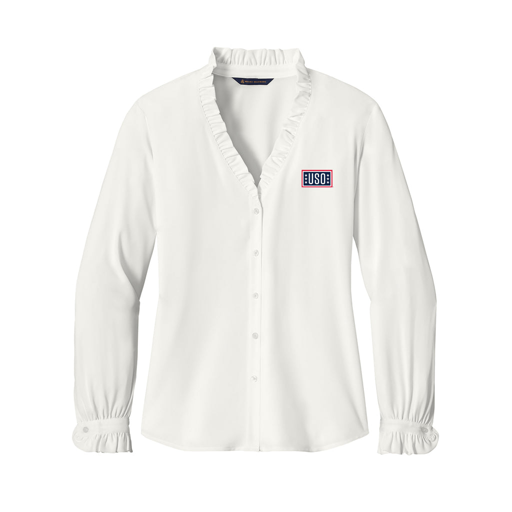 USO Brooks Brothers® Women’s Long Sleeve Ruffle Collar Blouse