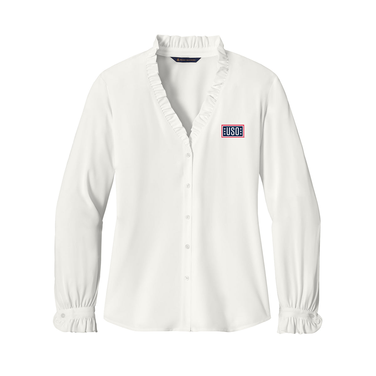 USO Brooks Brothers® Women’s Long Sleeve Ruffle Collar Blouse