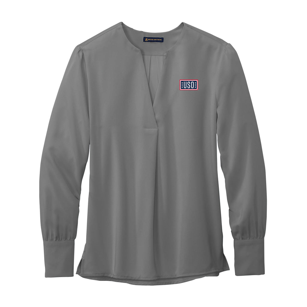 USO Brooks Brothers® Women’s Open-Neck Satin Blouse