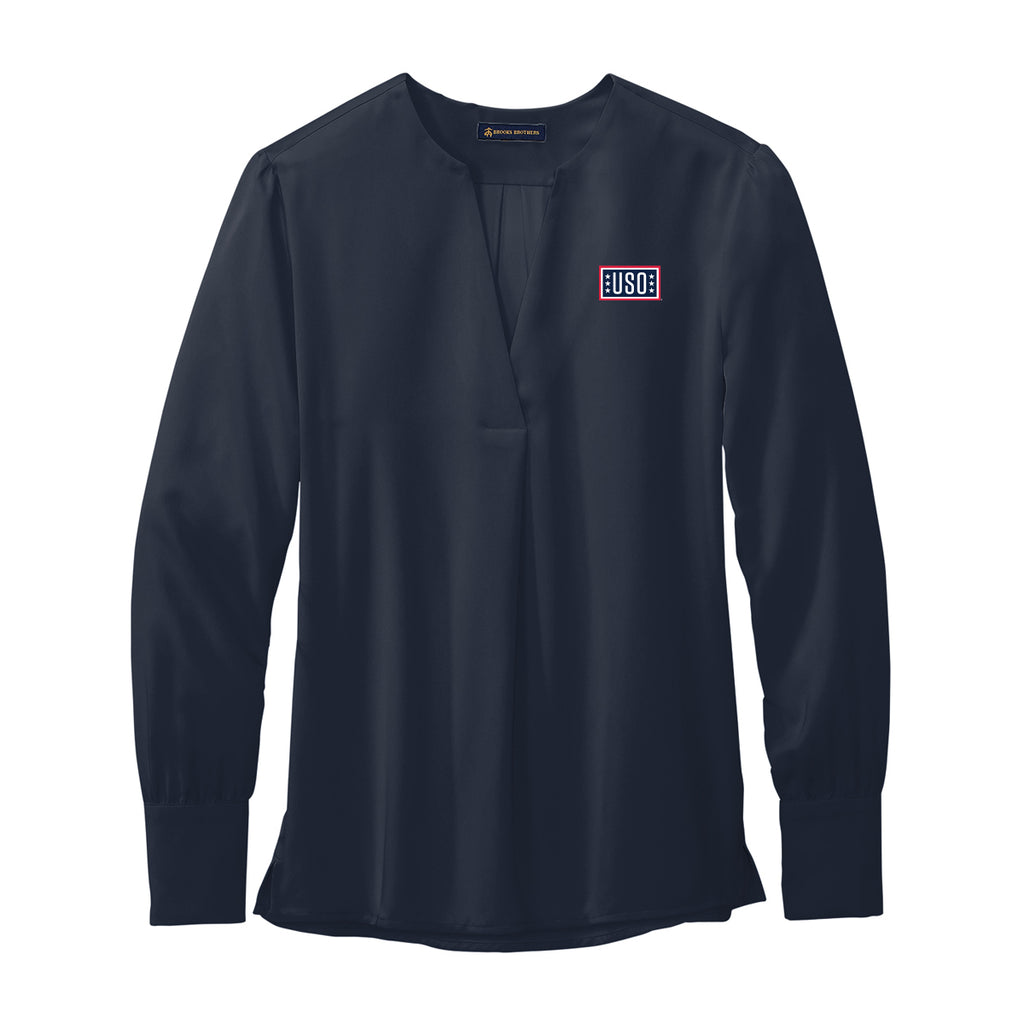 USO Brooks Brothers® Women’s Open-Neck Satin Blouse