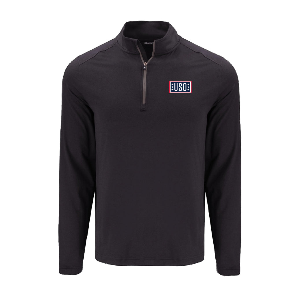 USO Cutter & Buck Coastline Recycled Double Peached Mens Quarter Zip Pullover