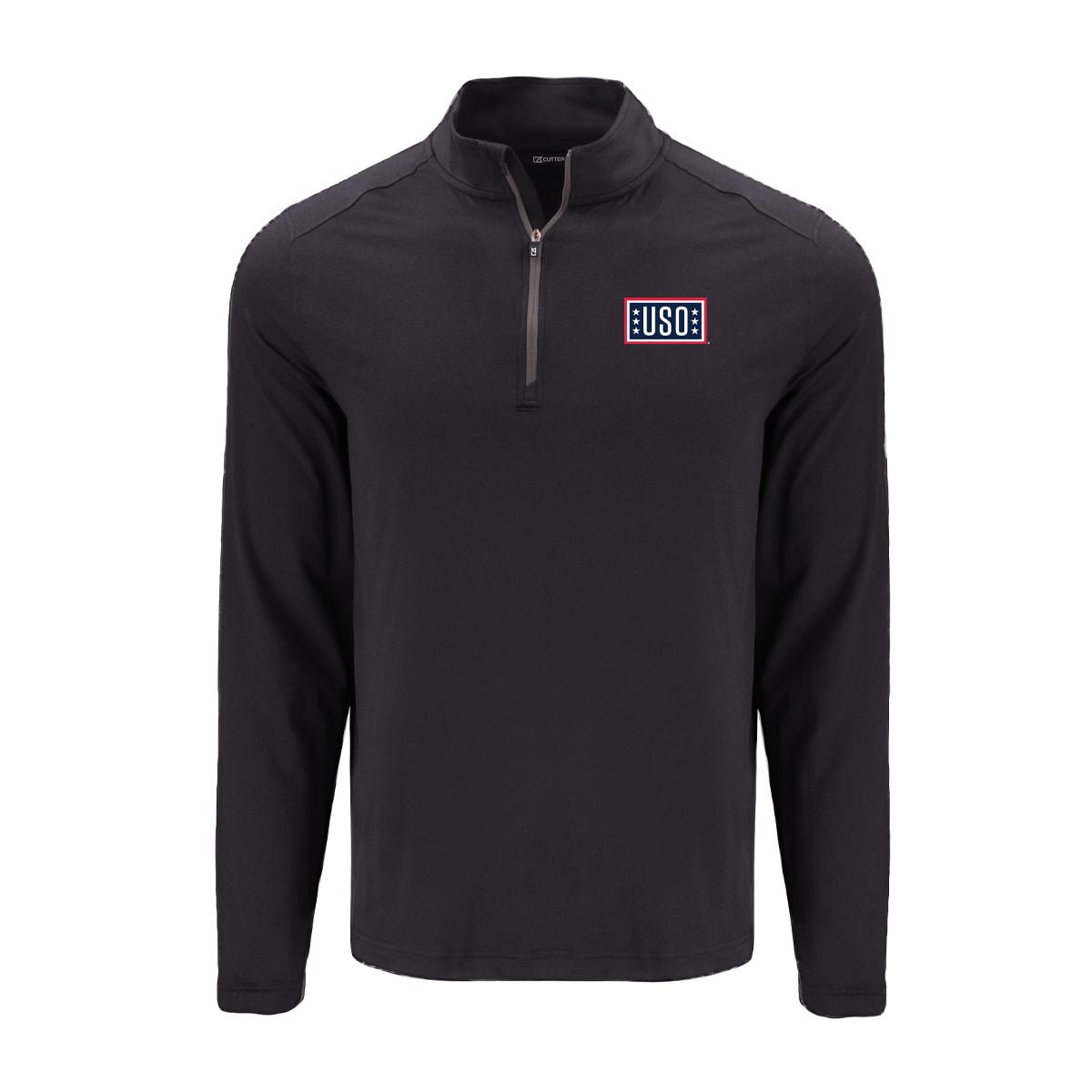 USO Cutter & Buck Coastline Recycled Double Peached Mens Quarter Zip Pullover