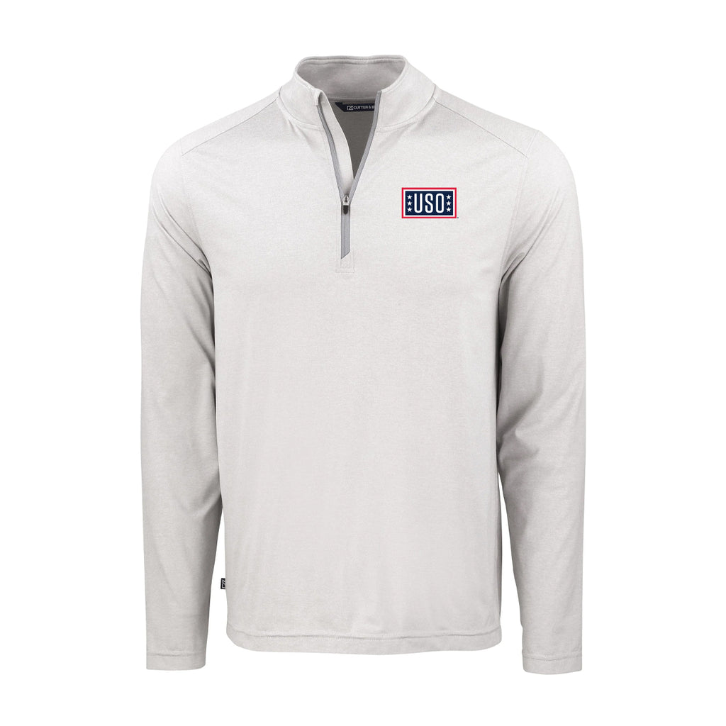 USO Cutter & Buck Coastline Recycled Double Peached Mens Quarter Zip Pullover