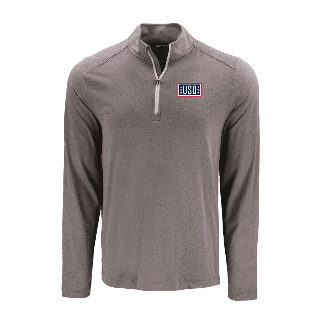 USO Cutter & Buck Coastline Recycled Double Peached Mens Quarter Zip Pullover