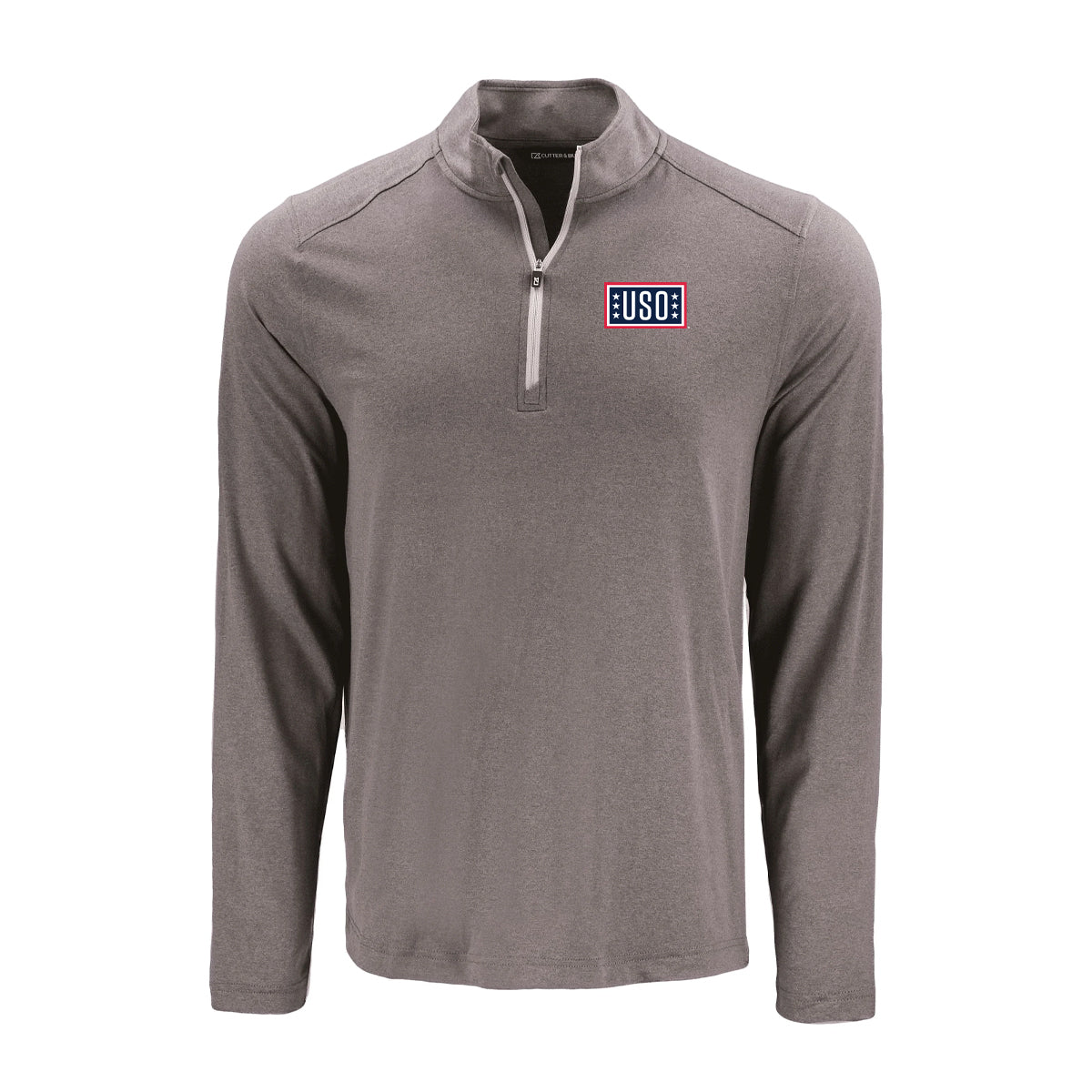 USO Cutter & Buck Coastline Recycled Double Peached Mens Quarter Zip Pullover