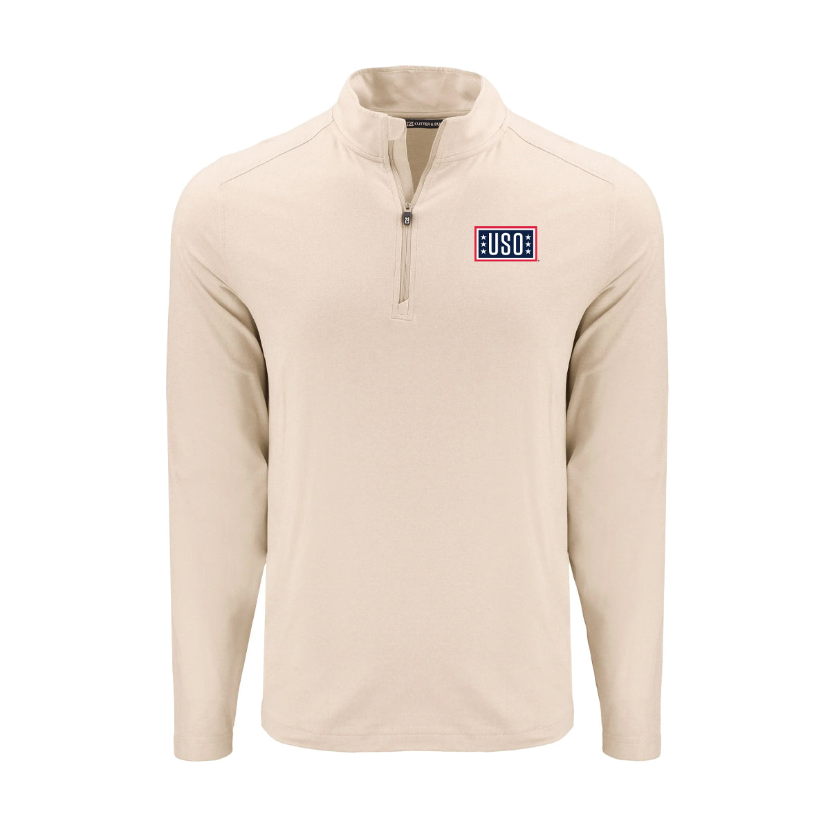 USO Cutter & Buck Coastline Recycled Double Peached Mens Quarter Zip Pullover