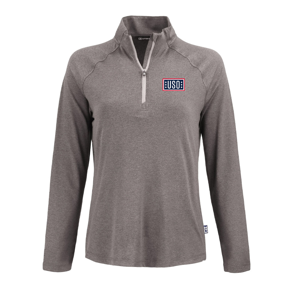 USO Cutter & Buck Coastline Recycled Double Peached Womens Quarter Zip