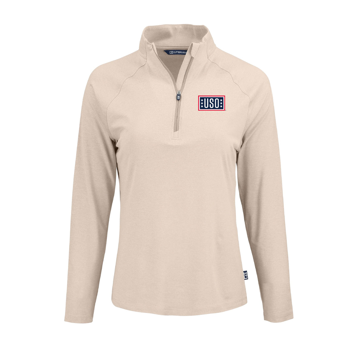 USO Cutter & Buck Coastline Recycled Double Peached Womens Quarter Zip