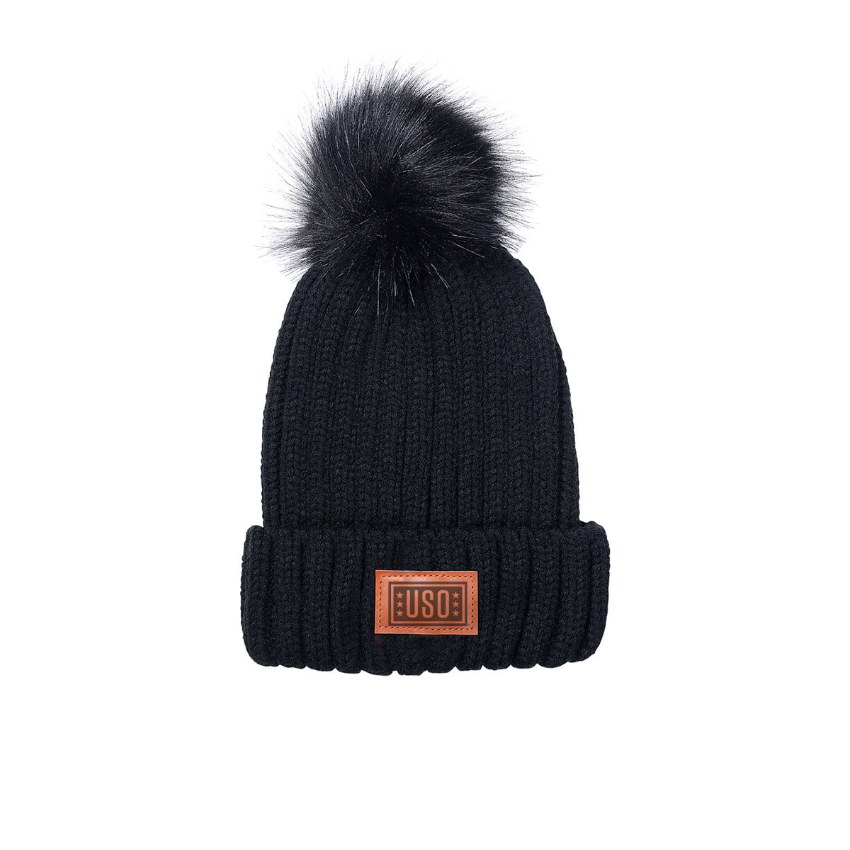 Leeman Knit Beanie With Fur Pom Pom