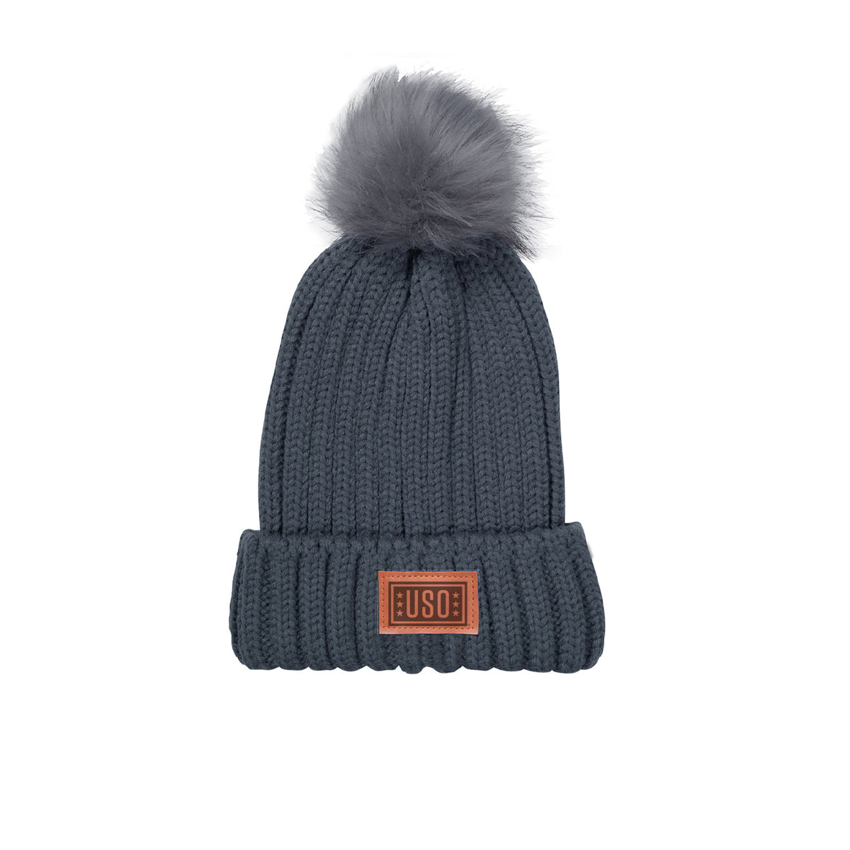 Leeman Knit Beanie With Fur Pom Pom