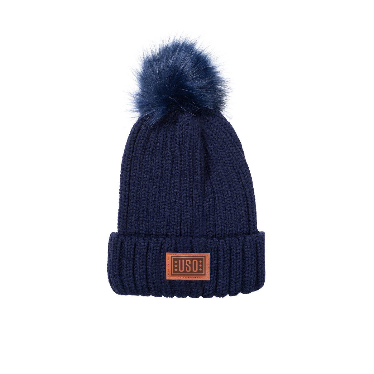 Leeman Knit Beanie With Fur Pom Pom