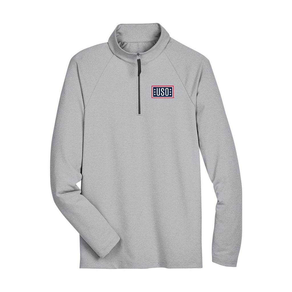 USO CrownLux Performance® Clubhouse Micro-Stripe Quarter-Zip Pullover