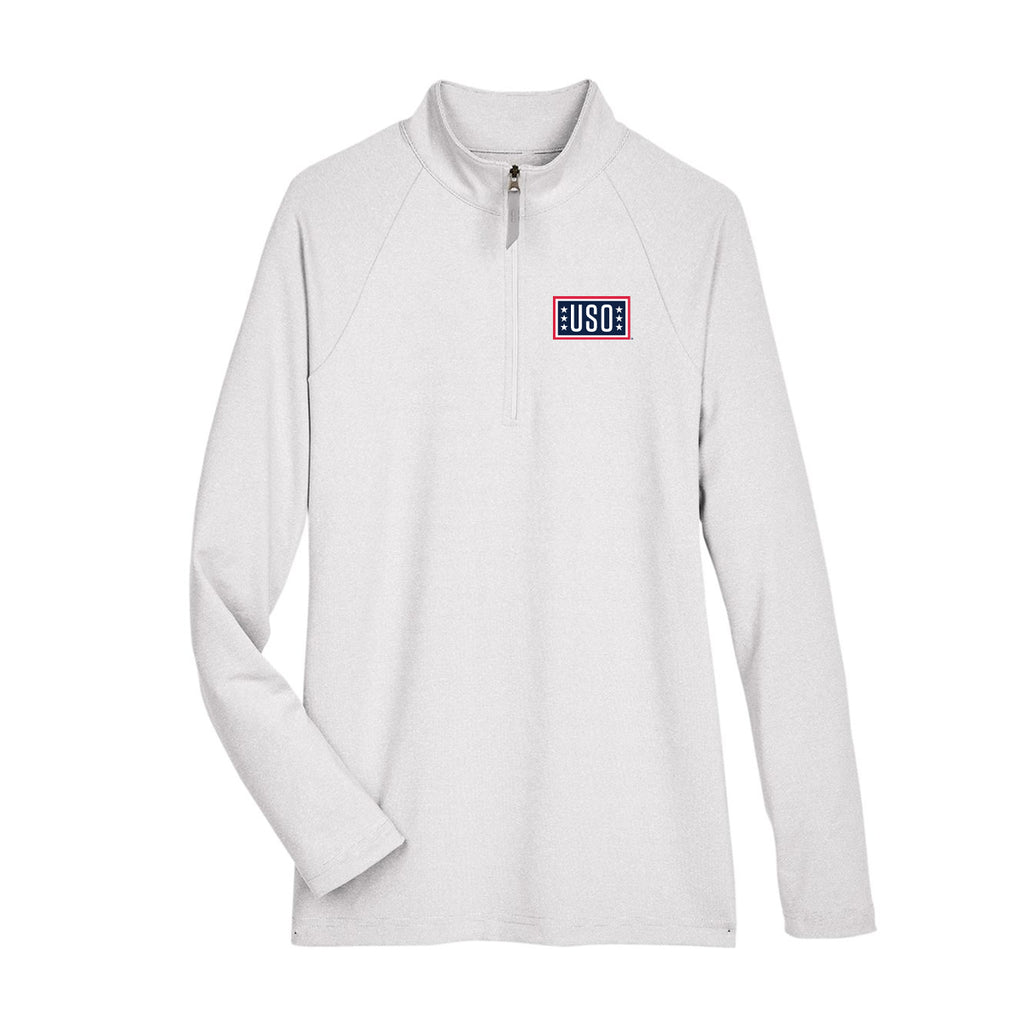 USO Women's CrownLux Performance® Clubhouse Micro-Stripe Quarter-Zip Pullover